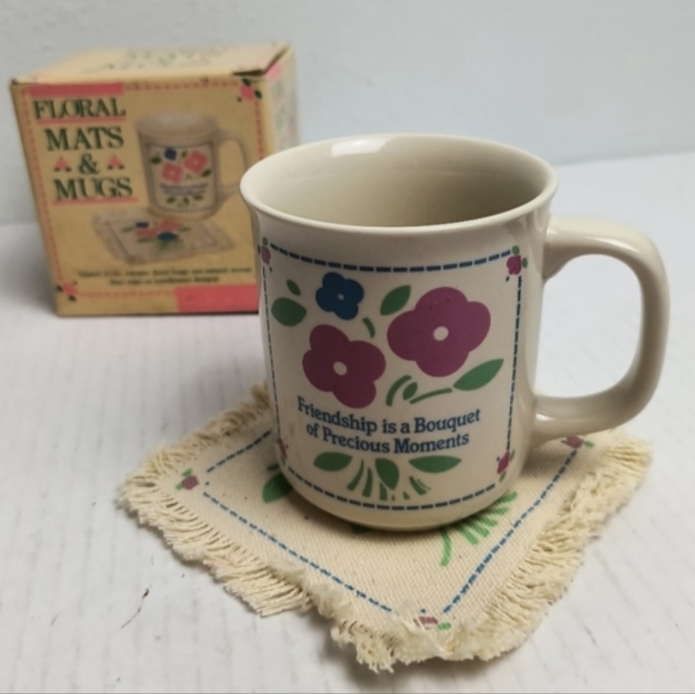 Giftco Floral Mats & Mugs Ceramic Friendship Is a Bouquet Of Precious Moments Vg